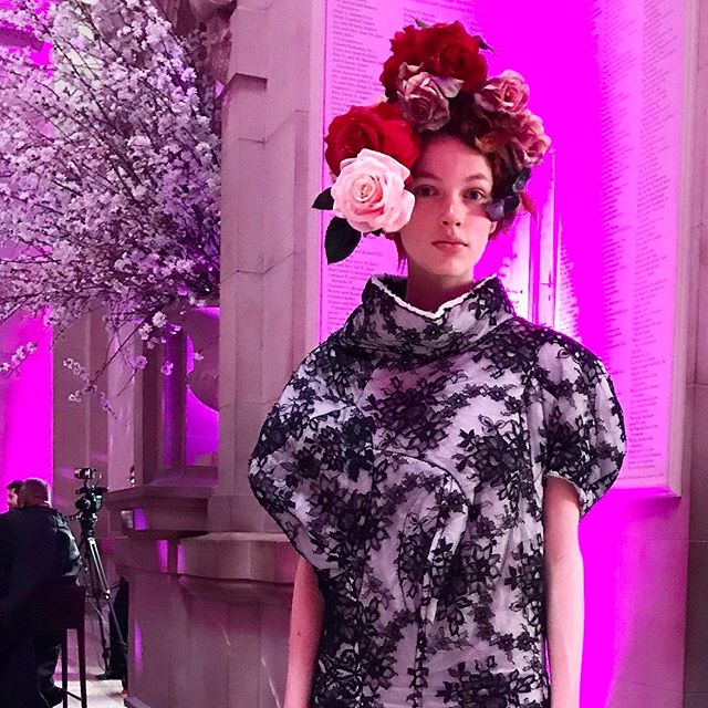 Greeting girls at The Met Gala with incredible hair creations by @juliendys all clothes by CDG.