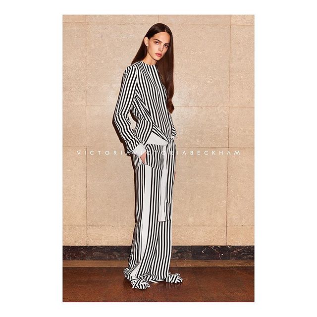 Head to toe stripes! My #VVBPreAW17 waist tie shirt and matching trousers have arrived online and in store! x VB victoriabeckham.com #VBDoverSt