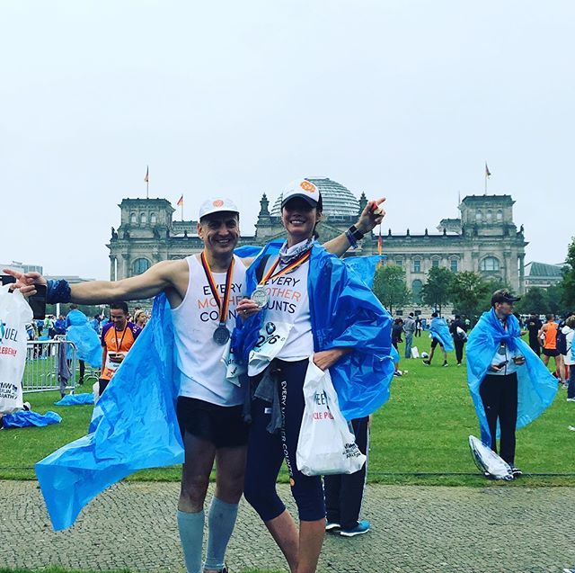 Me and my friend Adrian in front of the Reichstag post race. He tried to pace me to a pr today but it wasn't in the cards for me. Berlin was each of our 7th marathons so that was cool to share! What a beautiful city Berlin is and I am so proud of every single @runteamemc member for all your efforts leading up to today and especially today. It wasn't as easy as we were promised! You are amazing and strong with hearts of gold. Thank you